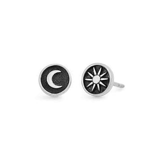 Nina Designs Sterling Silver Sun and Moon Post Earrings