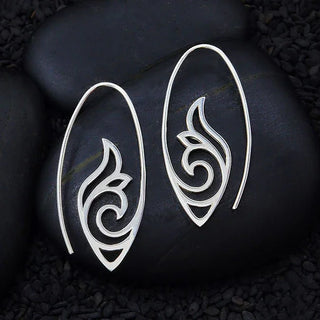 Nina Designs Sterling Silver Openwork Scroll Work Hoop Earrings