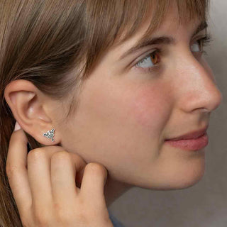 Sterling Silver Luna Moth Earrings on Woman