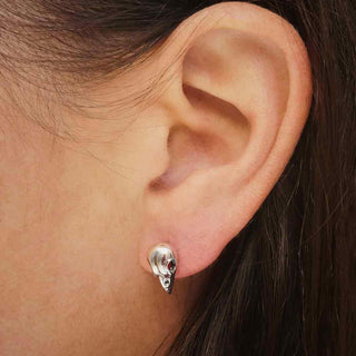 Sterling Silver Small Bird Skull Post Earrings