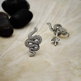 Nina Designs Sterling Silver Detailed Snake Post Earrings