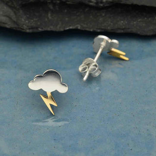 Nina Designs Storm Cloud with Bronze Lightning Post Earrings