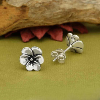 Nina Designs Sterling Silver Pansy Post Earrings