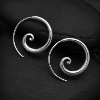 Nina Designs Sterling Silver Tapered Swirl Hoop Earrings