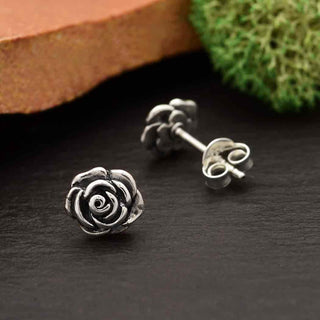 Nina Designs Sterling Silver Rose Post Earrings