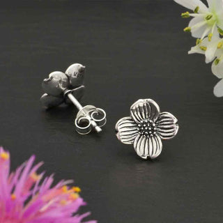 Nina Designs Sterling Silver Dogwood Flower Post Earrings