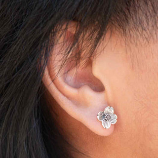 Sterling Silver Dogwood Flower Post Earrings 11x11mm - Nina Designs