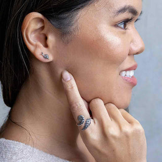 Sterling Silver Snail Earring on Woman
