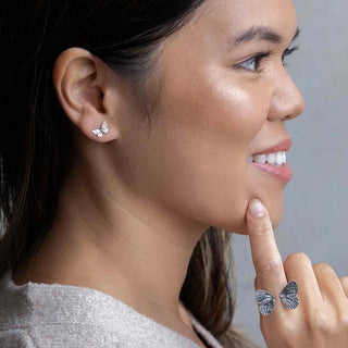 Sterling Silver Butterfly Earrings on Woman