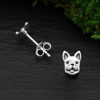 Nina Designs Sterling Silver Frenchie Face Post Earrings