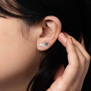 Sterling Silver Air and Water Element Earrings on Ear