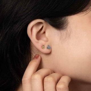 Bronze Fire and Sterling Silver Earth Element Earrings on Ear