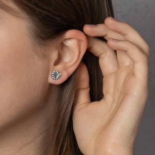 Sterling Silver Lily Post Earrings on model