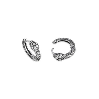 Sterling Silver Snake Ouroboros Huggie Hoop Earrings