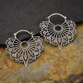 Nina Designs Sterling Silver Art Deco Hoop Earrings