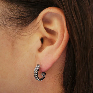 Sterling Silver Octopus Tentacle Hoop Earring on Ear
