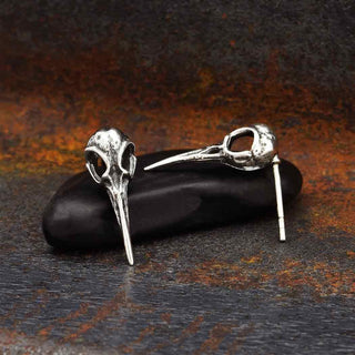 Nina Designs Sterling Silver Hummingbird Skull Post Earrings