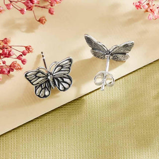 Nina Designs Sterling Silver Monarch Butterfly Post Earrings