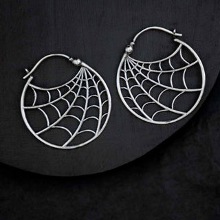 Nina Designs Sterling Silver Spider Web Hoop Earrings