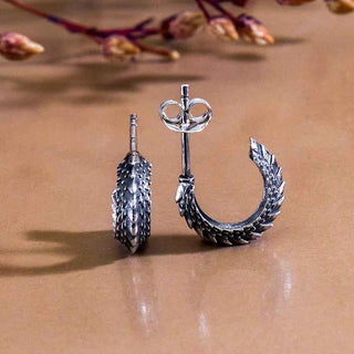 Nina Designs Sterling Silver Dragon Scale Hoop Post Earrings 12mm