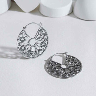 Nina Designs Sterling Silver Cathedral Window Hoop Earrings