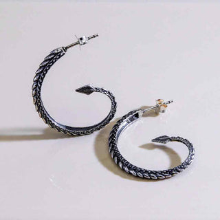 Nina Designs Sterling Silver Dragon Tail Hoop Post Earrings 30mm