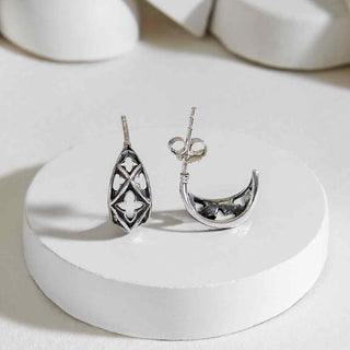 Nina Designs Sterling Silver Gothic Marquis Hoop Earrings