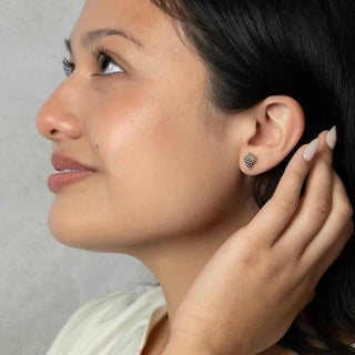 Sterling Silver Grape Cluster Post Earrings on model