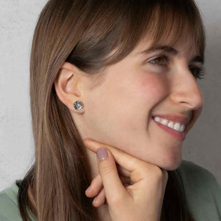 Sterling Silver Poppy Earrings on Woman