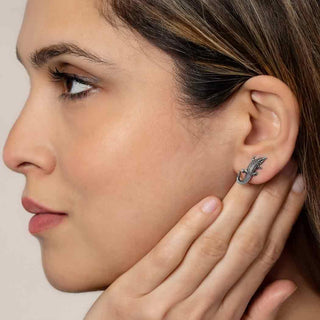 Sterling Silver Alligator Earrings on Model