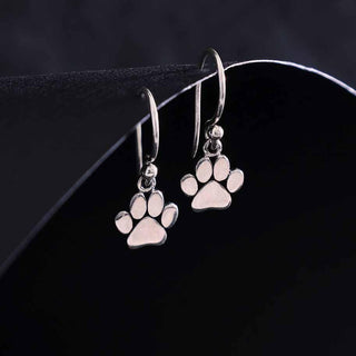 Nina Designs Sterling Silver Paw Print Dangle Earrings