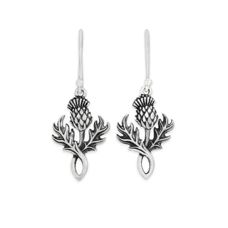Nina Designs Sterling Silver Dimensional Thistle Dangle Earrings