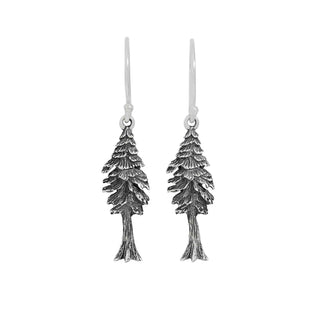 Nina Designs Sterling Silver Dimensional Pine Tree Dangle Earrings