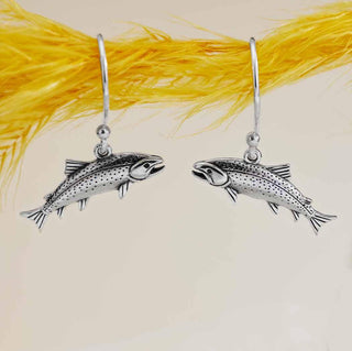 Nina Designs Sterling Silver Trout Fish Dangle Earrings