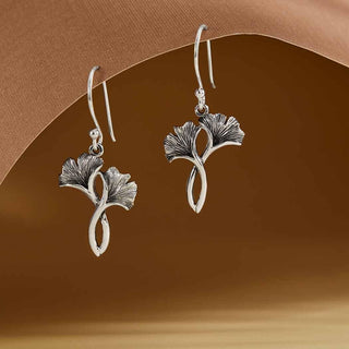 Nina Designs Sterling Silver Ginkgo Leaves Dangle Earrings