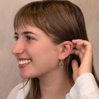 Sterling Silver Snow Capped Mountain Earrings on Ear