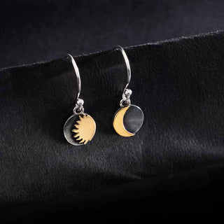Nina Designs Mixed Metal Sun and Moon Dangle Earrings