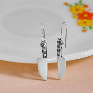 Nina Designs Sterling Silver Kitchen Knife Dangle Earrings