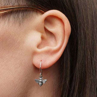 Sterling Silver Bee Dangle Earrings 23x11mm - Nina Designs