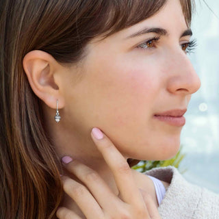 Sterling Silver Acorn Dangle Earrings on model ear