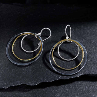 Nina Designs Mixed Metal Three Concentric Circles Dangle Earrings