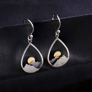 Nina Designs Mixed Metal Mountain and Sun Teardrop Earrings