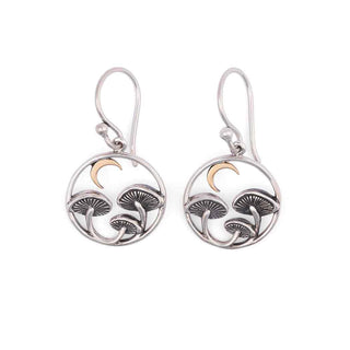 Nina Designs Mixed Metal Mushroom and Moon Dangle Earrings