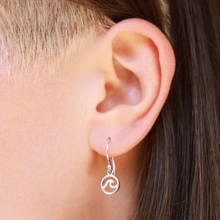 Sterling Silver Wave  Earrings on Ear