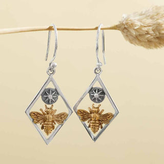 Nina Designs Mixed Metal Bee and Sun Dangle Earrings