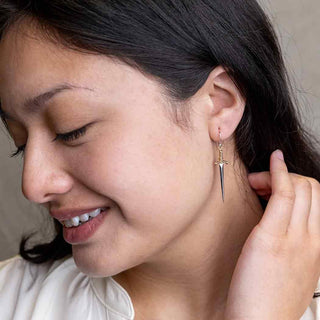 Sword Earrings on model