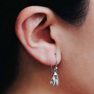 Sterling Silver Sheet Ghost Earrings on Ear