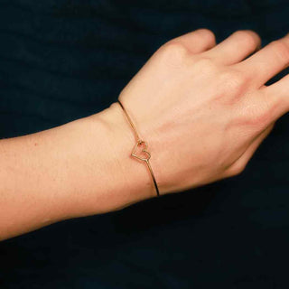 Bronze Wire Heart Bracelet on Wrist