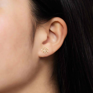 Sterling Silver or Bronze Lotus Stud Earrings - Nina Designs