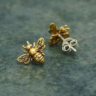Nina Designs Bronze Bee Post Earrings